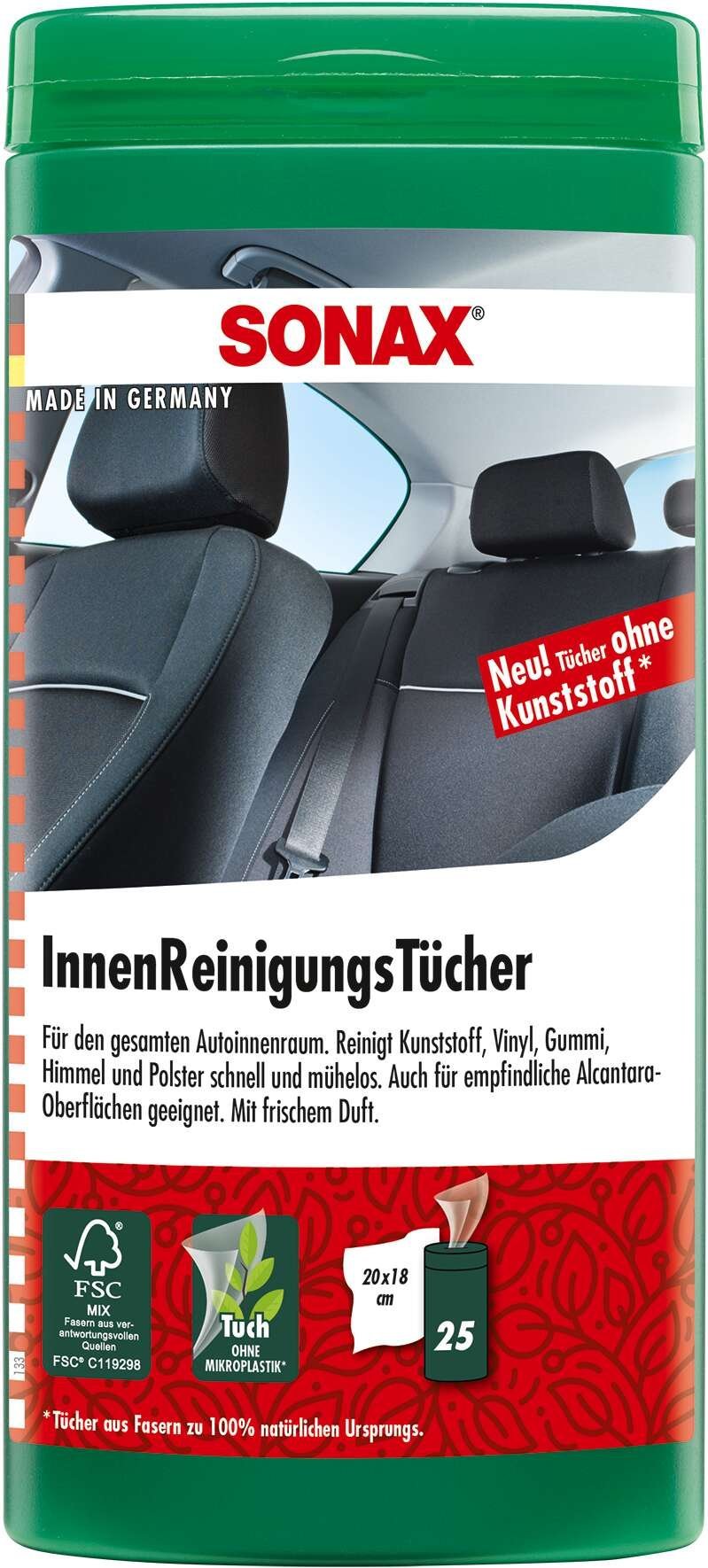 SONAX Innenreinigungstücher PET-Dose, 25 Feuchtücher von Sonax