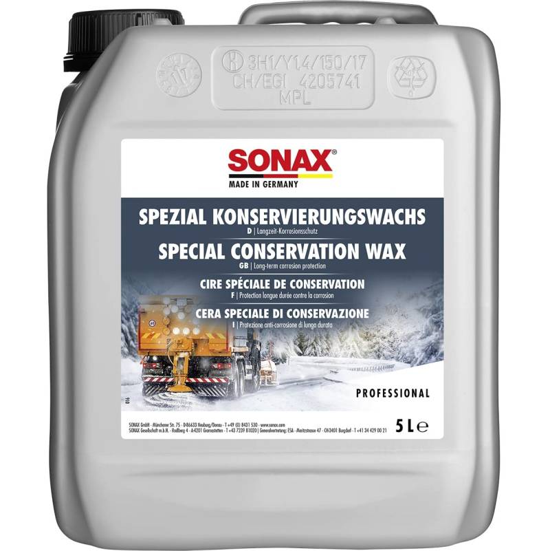 SONAX SpezialKonservierungsWachs (5 Liter) transparentes, salz- und spritzwasserfestes Sprühwachs | Art-Nr. 04855050, neue Verpackung von SONAX