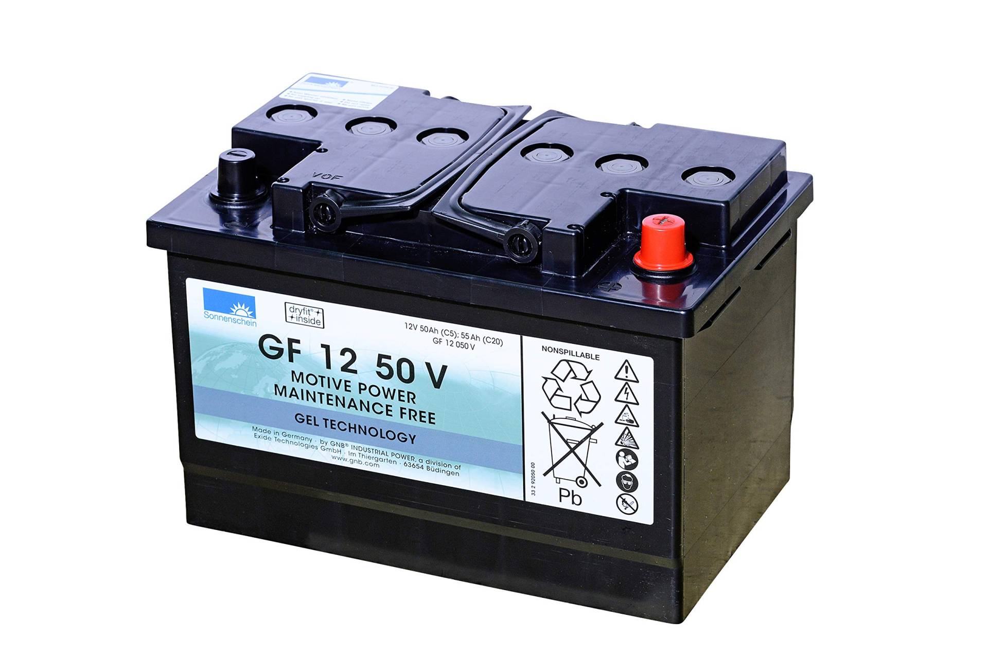 Sonnenschein GF 12 50 V / GF12050V Traktions-Batterie 12V 50Ah von Sonnenschein