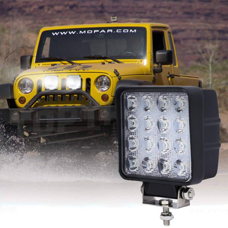 Sonnewelt LED Arbeitsscheinwerfer,Rechteck Zusatzscheinwerfer,IP67 Wasserdicht 12V 24V LED Scheinwerfer für LKW,Offroad, SUV, ATV,traktor Rückfahrscheinwerfer(2 X 48W) von Sonnewelt