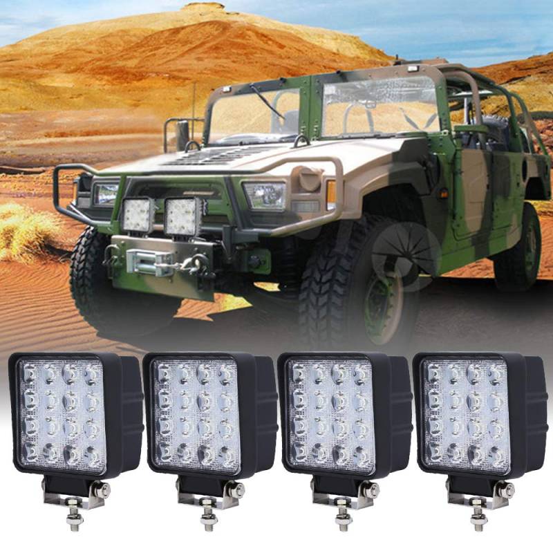 Sonnewelt LED Arbeitsscheinwerfer,Rechteck Zusatzscheinwerfer,IP67 Wasserdicht 12V 24V LED Scheinwerfer für LKW,Offroad, SUV, ATV,traktor Rückfahrscheinwerfer(4 X 48W) von Sonnewelt