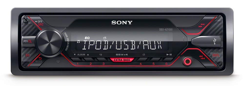 Sony DSX-A210UI MP3 Autoradio (mit Extrabass, USB, AUX Anschluss und iPod/iPhone Control Funktion) Beleuchtung: rot von Sony