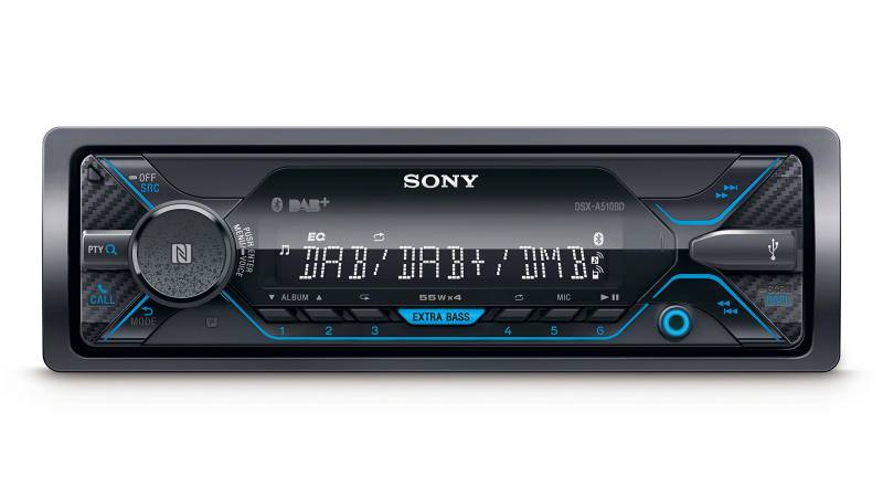 Sony DSX-A510 DAB+ Autoradio | Dual Bluetooth, NFC, USB und AUX Anschluss | Blaue Beleuchtung | Freisprechen und Streaming, blau von Sony