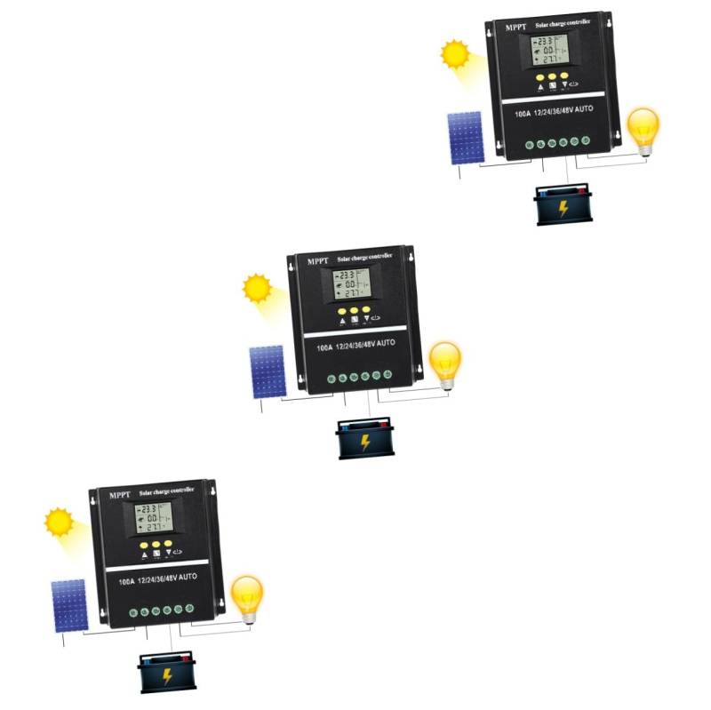 Sosoport 3 Stück MPPT-Solarregler 100a 12V/24/V36V/48V (sy48v100a) Solarpanel-Controller Solar- Kabel Leistung Monitor Auto caakg kunststoffgehäuse PV-Regler Solarregler 24v Aluminiumprofil von Sosoport