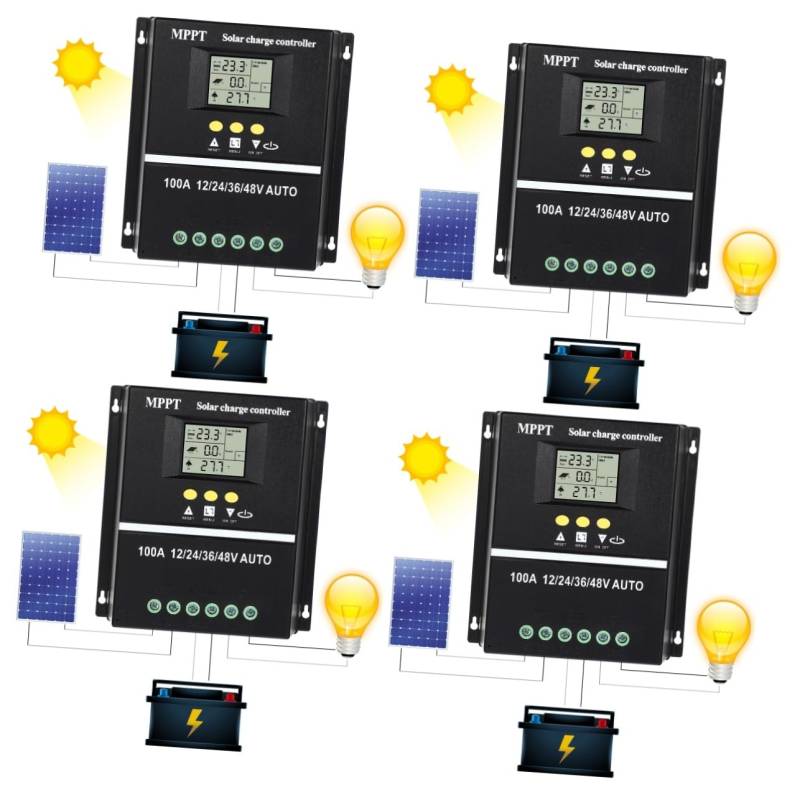 Sosoport 4 Stück Mppt-solarregler 100a 12v/24/v36v/48v (sy48v100a) Laderegler Für Solarpanel Solar- Tragbares Ladegerät Kabelgebundener Profi Solarleuchten Im Freien Monitor Aluminiumprofil von Sosoport