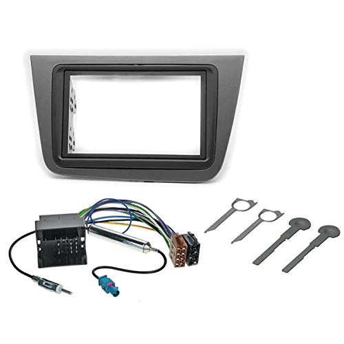 Sound way 2 DIN Radio Blende Einbau Rahmen Adapter Einbauset kompatibel mit SEAT Altea 2004-2015, Toledo 2004-2009 von Sound way