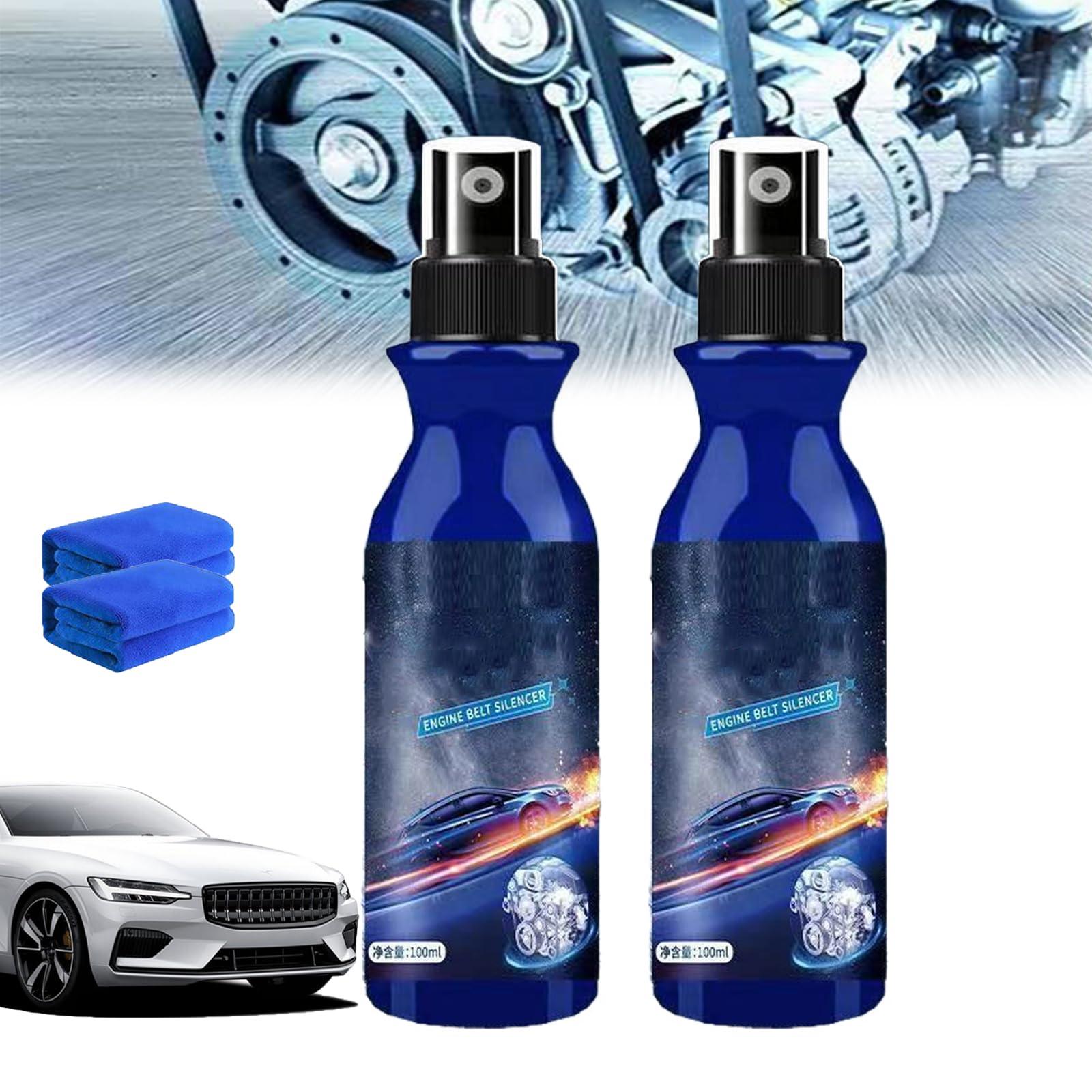 Automotive Belt Lubrication & Silencer Spray, Belt Dressing Spray Automotive, Car Belt Noise Spray, 100ml Automobile Engine Belt Conditioner, Car Engine Maintenance Spray (2pcs) von Sovtay