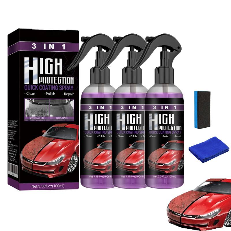 Homebbc 3-in-1-Schnellbeschichtungsspray für Autos mit hohem Schutz, 3-in-1-Keramik-Autobeschichtungsspray, 3-in-1-Spray mit hohem Schutz, Nano-Keramik-Beschichtungsspray mit hohem Schutz (3pcs) von Sovtay