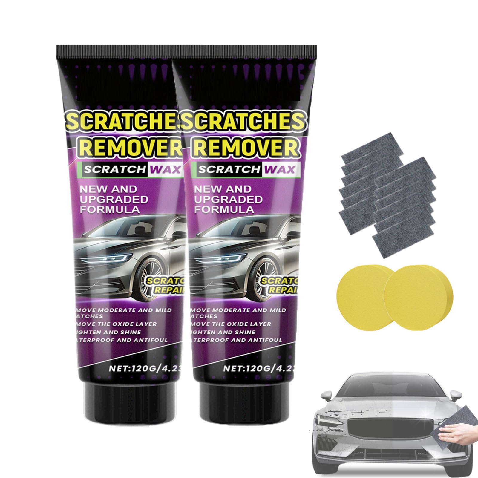 Nano Sparkle Cloth Auto Kratzer Entferner, Nanosparkle Cloth Auto Kratzer Entferner, Nanosparkle Cloth für Auto Kratzer, 2025 Neue Auto Kratzer Reparatur Paste, Nano Sparkle Cloth Auto Kratzer (2Set) von Sovtay