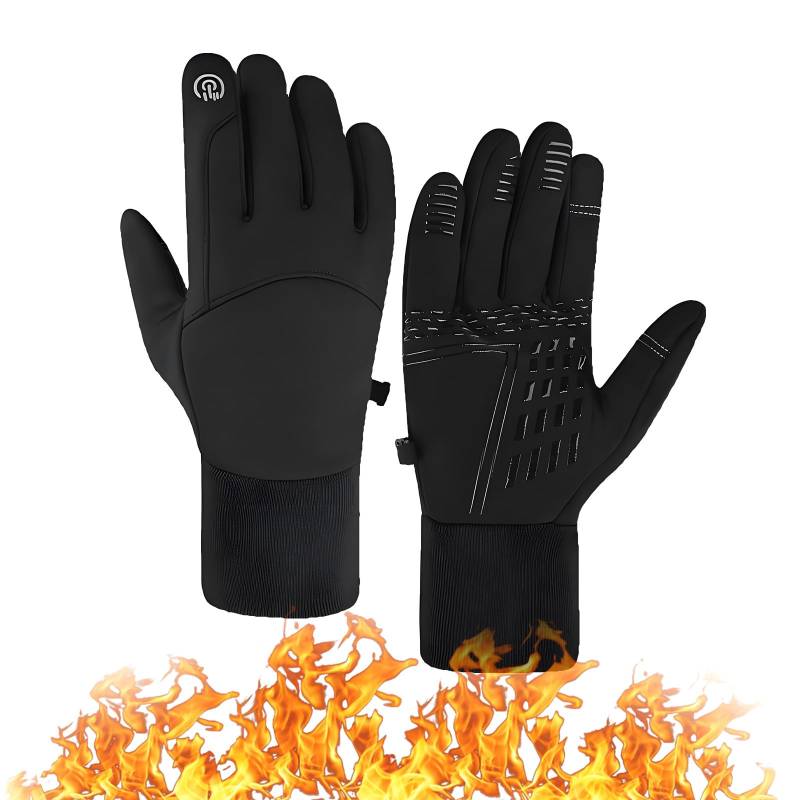 ThermoSlim Handschuhe, Fahrradhandschuhe Herren Damen Winter Wasserdicht Touchscreen Handschuhe, Für Arbeiten Im Freien, Laufen Und Reiten (Schwarz,L) von Sovtay