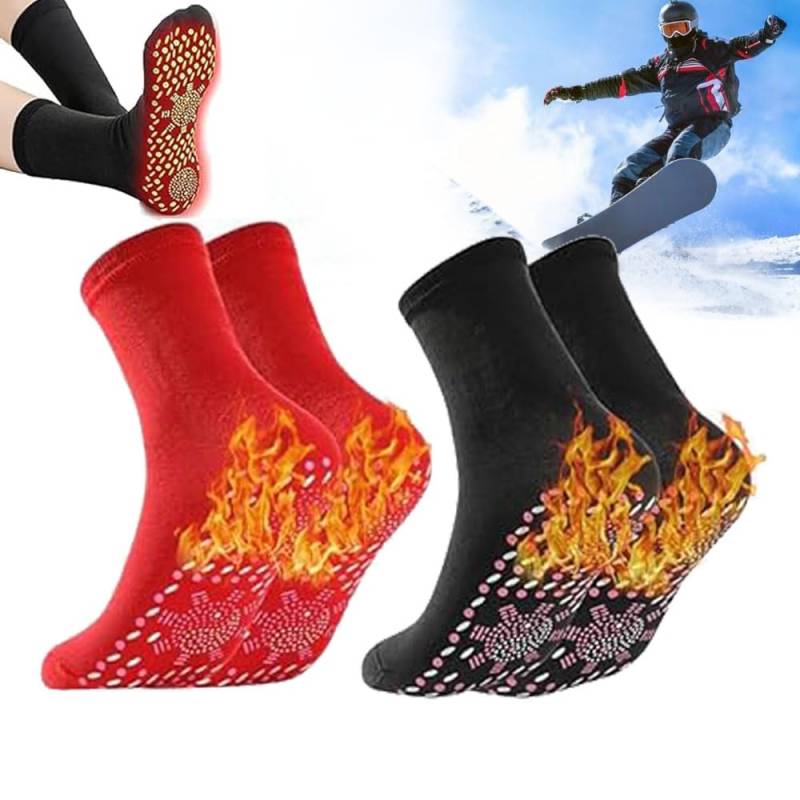 Thermosocks - Selbsterwärmende Thermosocken - Einheitsgröße,Thermo Socks Selbstwärmend,Selbstwärmende Socken,Thermosocken Beheizbare Socken Für Damen Herren Camping, Wandern (rot+schwarz,38-44) von Sovtay