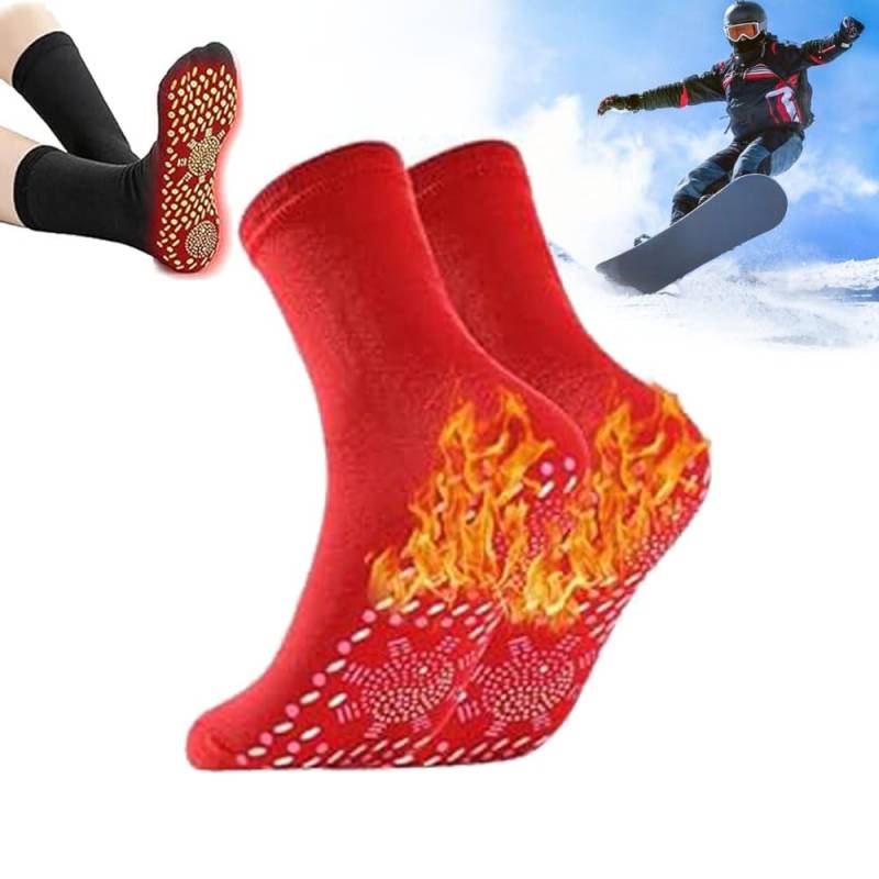 Thermosocks - Selbsterwärmende Thermosocken - Einheitsgröße,Thermo Socks Selbstwärmend,Selbstwärmende Socken,Thermosocken Beheizbare Socken Für Damen Herren Camping, Wandern (rot,38-44) von Sovtay