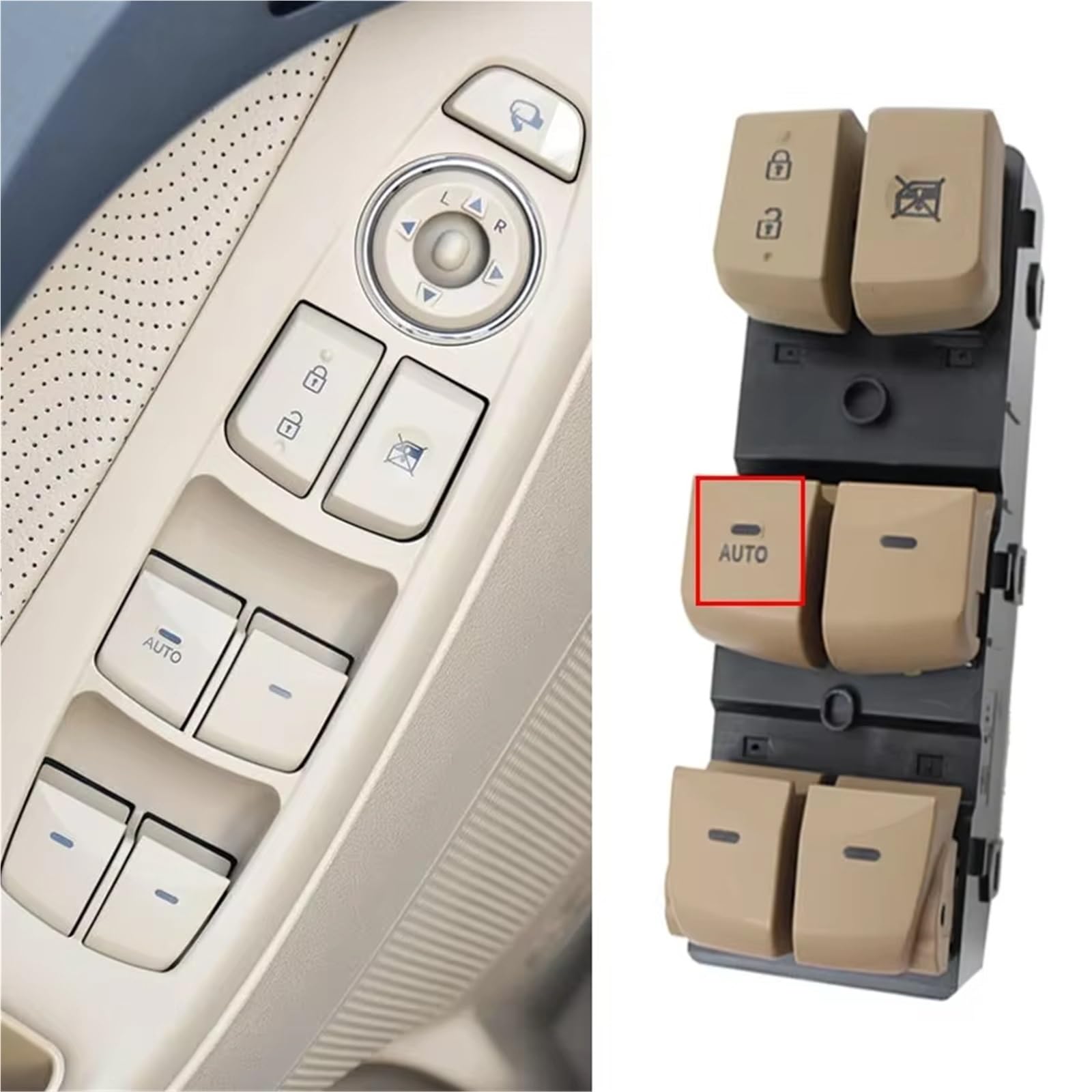 Elektrischer Fensterheberregler Fenster Control Schalter Elektrische Fensterheber Tasten Für Hyundai Für Elantra 2012 2013 2014 2015 2016 93570-4V000 Elektrische Schalter Fensterheber(Beige Auto) von Sovxbgw