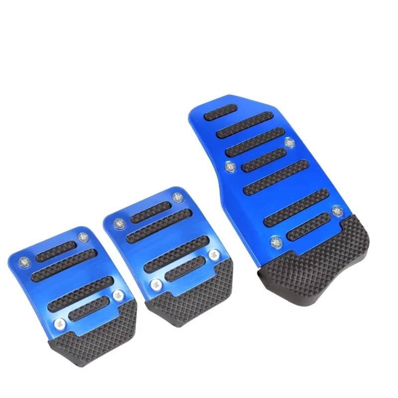 Fuß Pedalauflagen 1 Set mit 3-teiligem Auto-Gaspedal aus Aluminiumlegierung, rutschfestes Auto-Pedal oder Bremspedal, manuelles Gaspedal Bremspedal Covers(Blue) von Sovxbgw