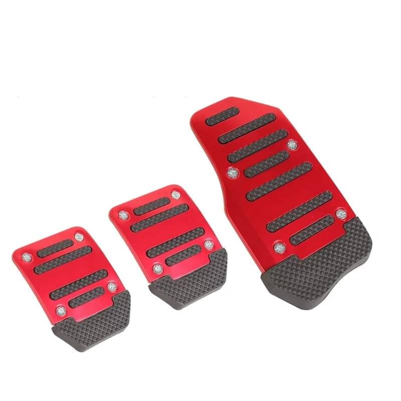 Fuß Pedalauflagen 1 Set mit 3-teiligem Auto-Gaspedal aus Aluminiumlegierung, rutschfestes Auto-Pedal oder Bremspedal, manuelles Gaspedal Bremspedal Covers(Red) von Sovxbgw