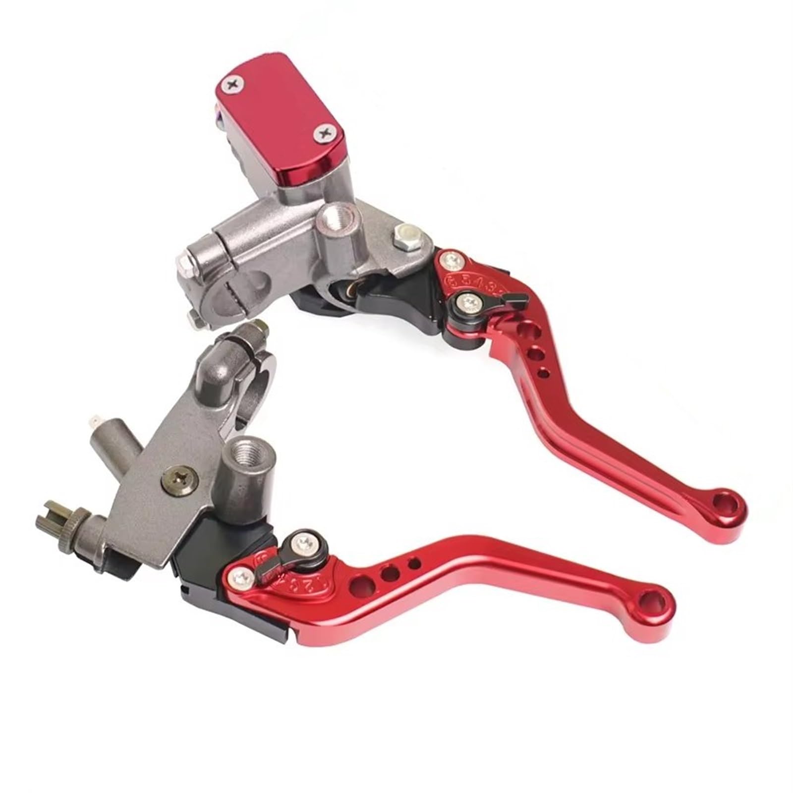 Kupplungshebel Motorrad Motorrad Griff Bremsleitung Kupplung LeverLever 7/8'' Für CR85 CR125 CR250 Dirt Bike Pitbike SX brems und kupplungshebel(Grey Red Short) von Sovxbgw