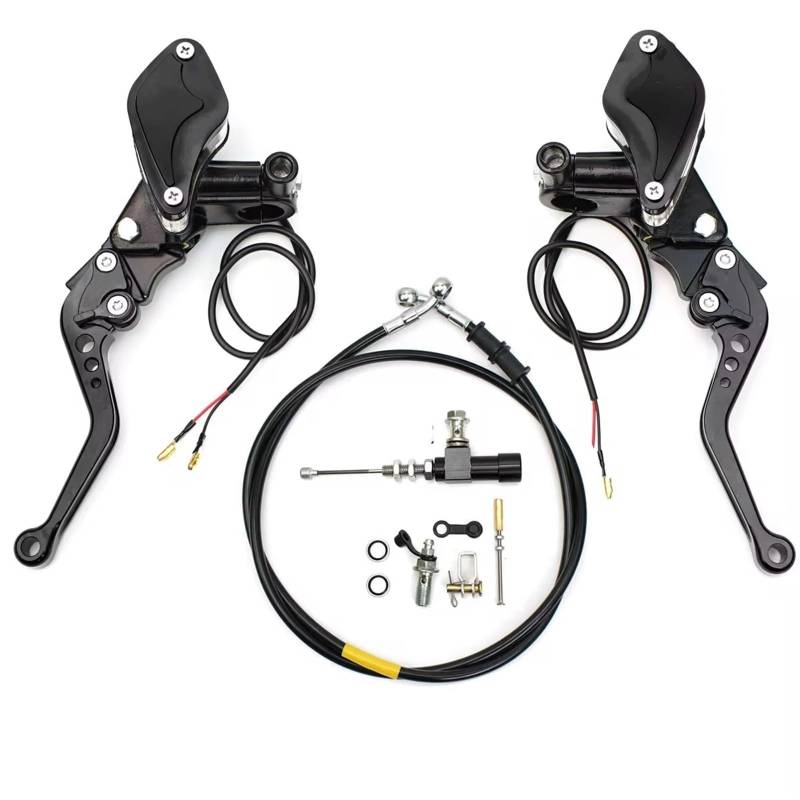 Kupplungshebel Motorrad Motorrad Hydraulische Kupplung Kit Hauptbremszylinder Öl Schlauch Bremshebel Kit Für Suzuki Für Kawasaki Dirt Bike brems und kupplungshebel(Kit for Black) von Sovxbgw