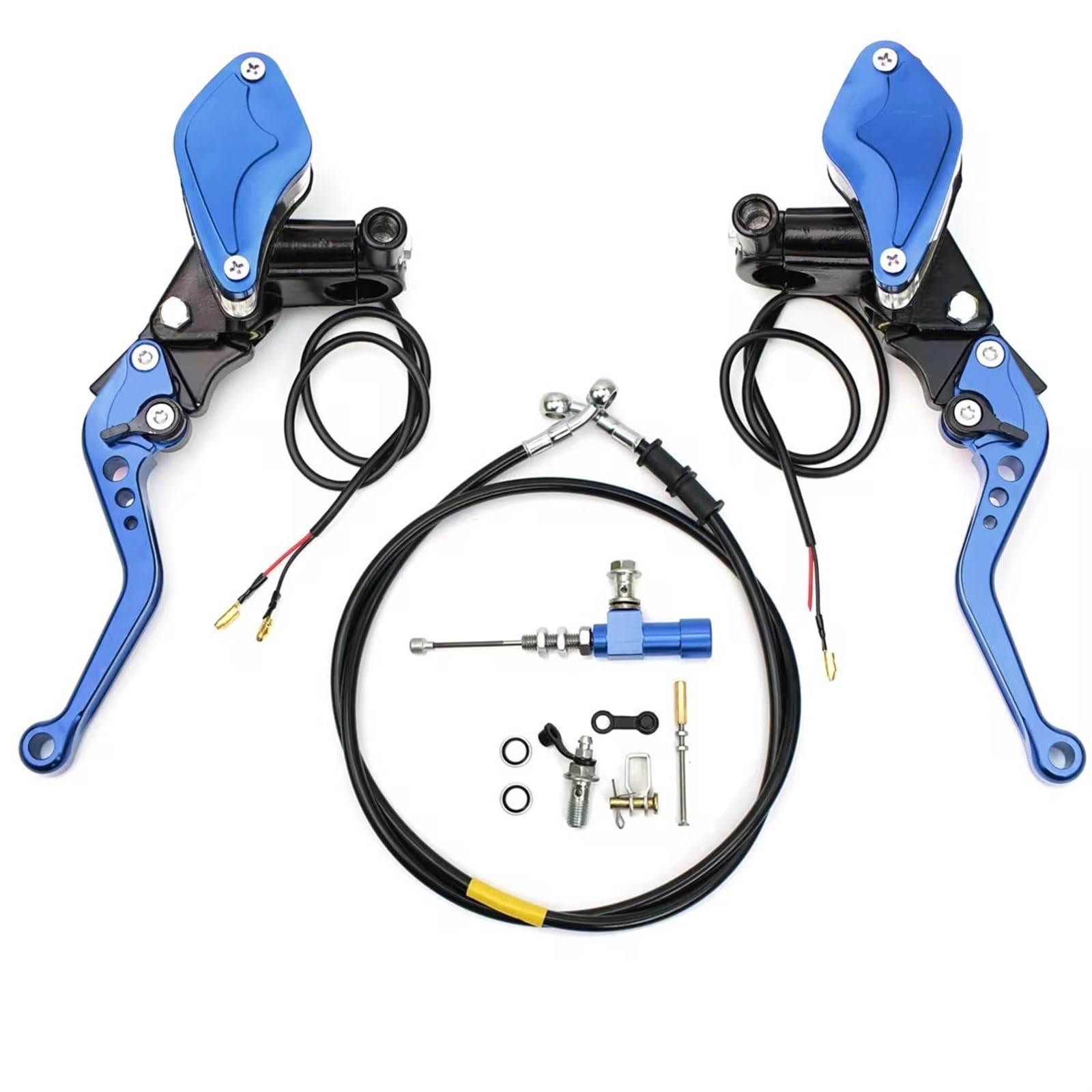 Kupplungshebel Motorrad Motorrad Hydraulische Kupplung Kit Hauptbremszylinder Öl Schlauch Bremshebel Kit Für Suzuki Für Kawasaki Dirt Bike brems und kupplungshebel(Kit for Blue) von Sovxbgw