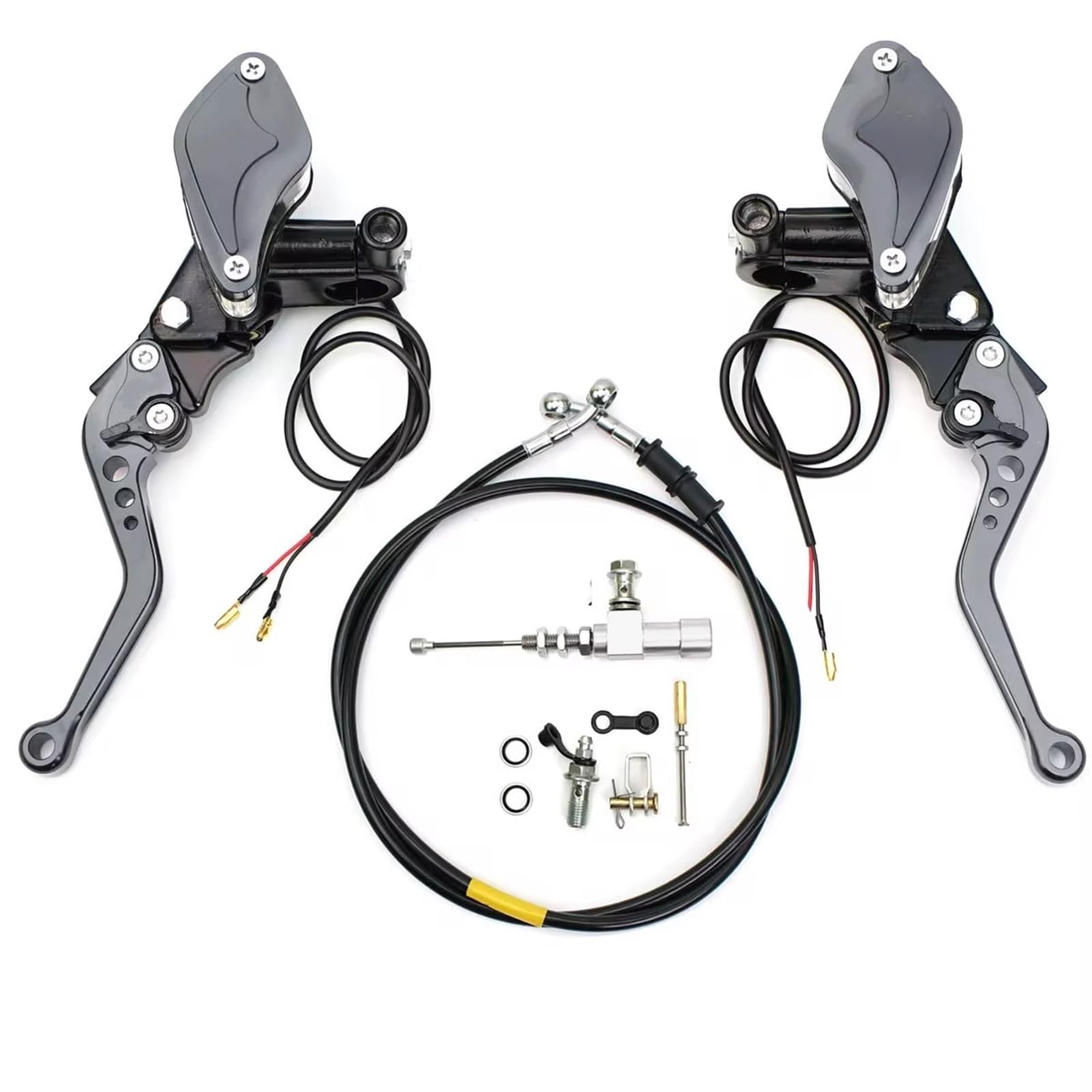 Kupplungshebel Motorrad Motorrad Hydraulische Kupplung Kit Hauptbremszylinder Öl Schlauch Bremshebel Kit Für Suzuki Für Kawasaki Dirt Bike brems und kupplungshebel(Kit for Silver) von Sovxbgw