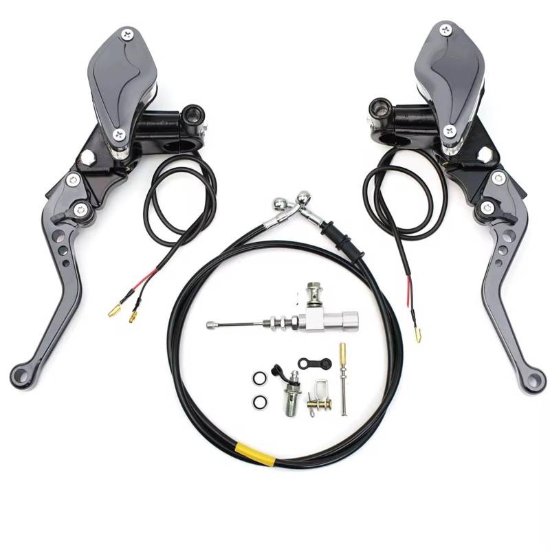 Kupplungshebel Motorrad Motorrad Hydraulische Kupplung Kit Hauptbremszylinder Öl Schlauch Bremshebel Kit Für Suzuki Für Kawasaki Dirt Bike brems und kupplungshebel(Kit for Silver) von Sovxbgw