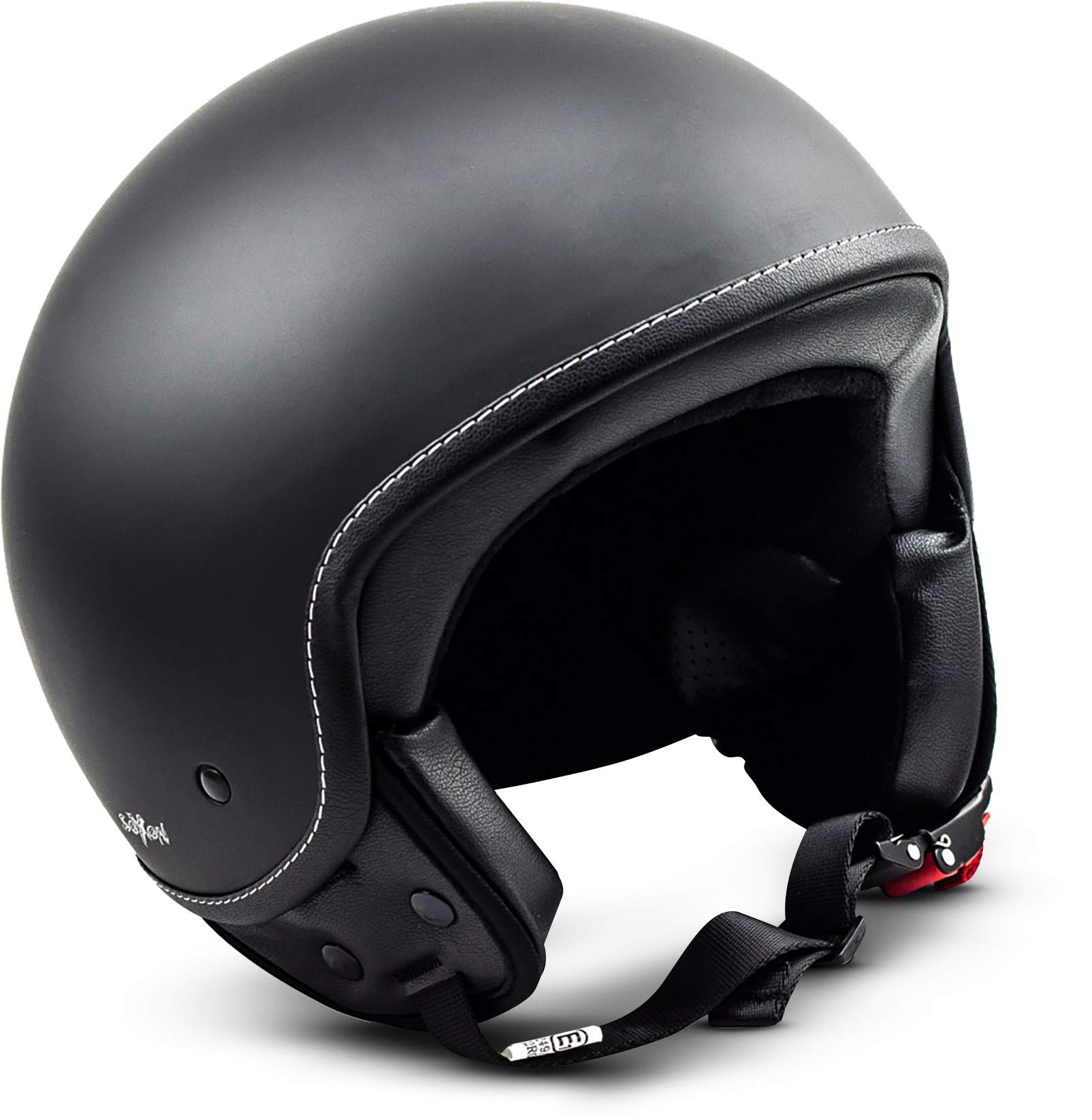 Soxon® SP-301 „Night“ · Jet-Helm · Motorrad-Helm Roller-Helm Scooter-Helm Moped Mofa-Helm Chopper Retro Vespa Vintage Pilot Biker Helmet Brille Visier · ECE 22.05 Schnellverschluss Tasche S (55-56cm) von Soxon