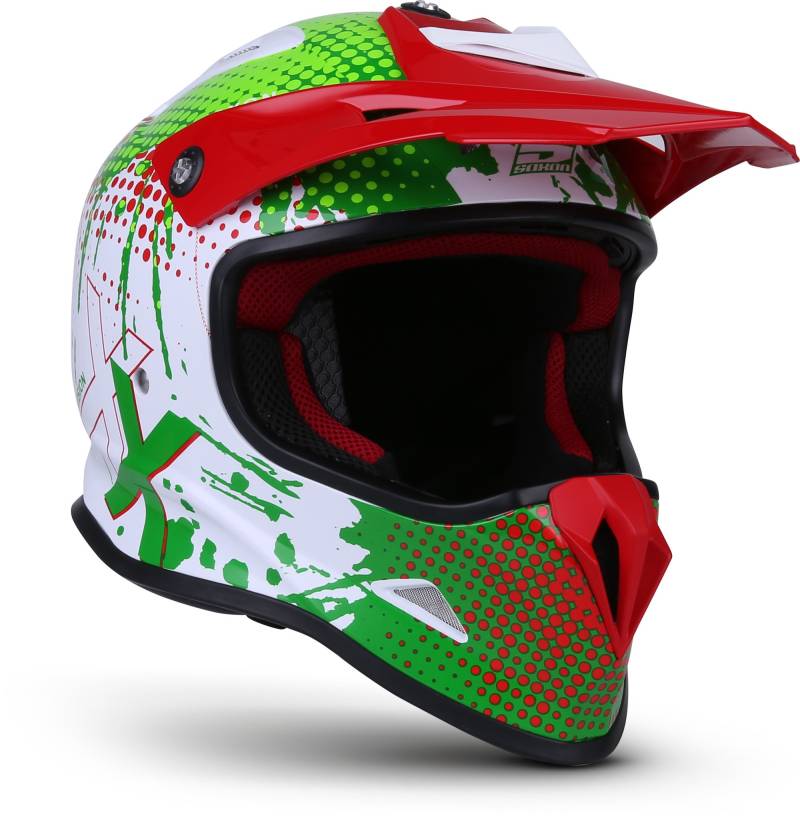 Soxon® SKC-33 „Fusion Green“ · Kinder Cross-Helm · Motorrad-Helm MX Cross-Helm MTB BMX Cross-Bike Downhill Off-Road Enduro-Helm · ECE 22.05 Schnellverschluss SlimShell Tasche S (53-54cm) von Soxon