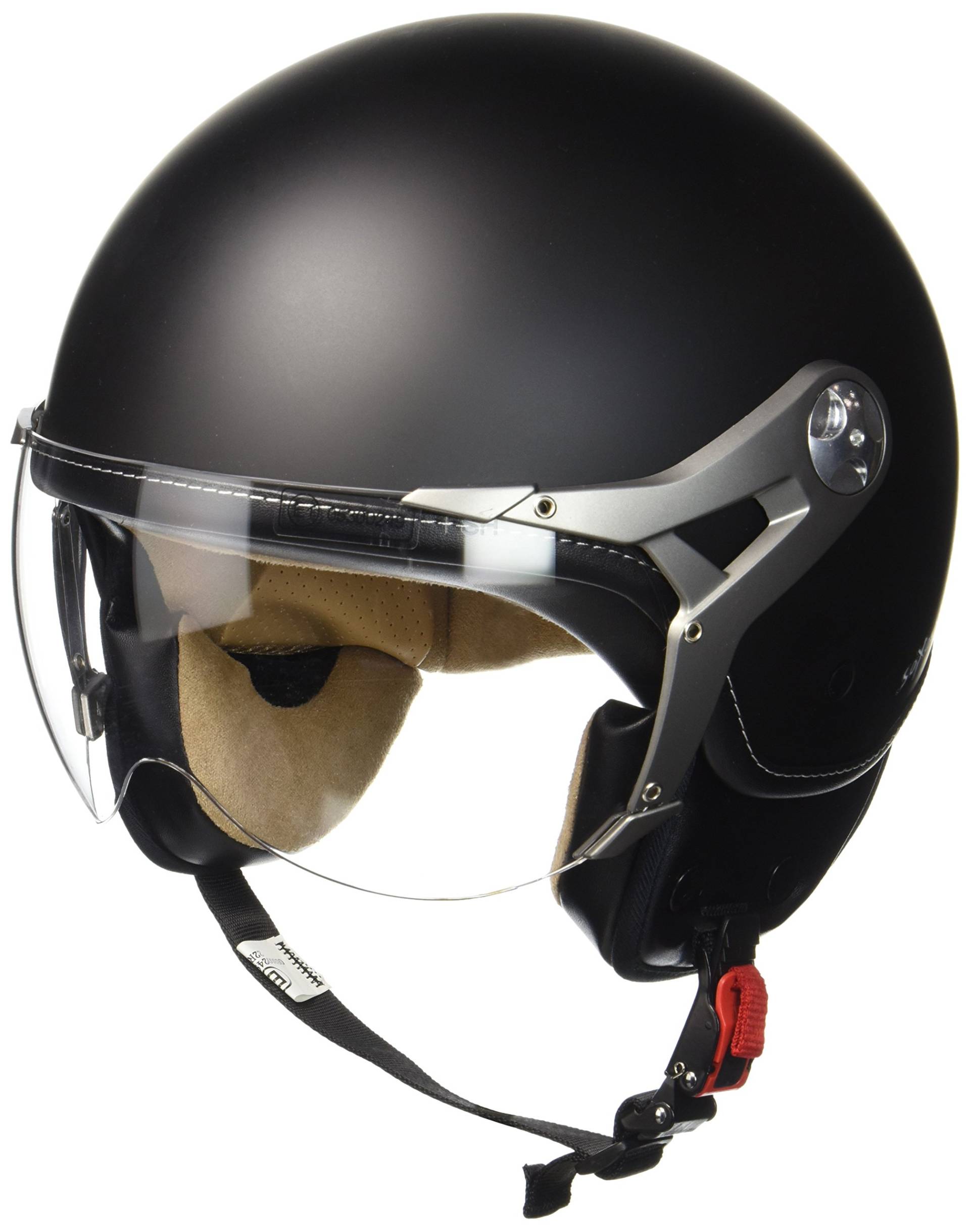 Soxon® SP-325 Mono „Night“ · Jet-Helm · Motorrad-Helm Roller-Helm Scooter-Helm Moped Mofa-Helm Chopper Retro Vespa Vintage Pilot Biker Helmet · ECE 22.05 Visier Schnellverschluss Tasche M (57-58cm) von Soxon