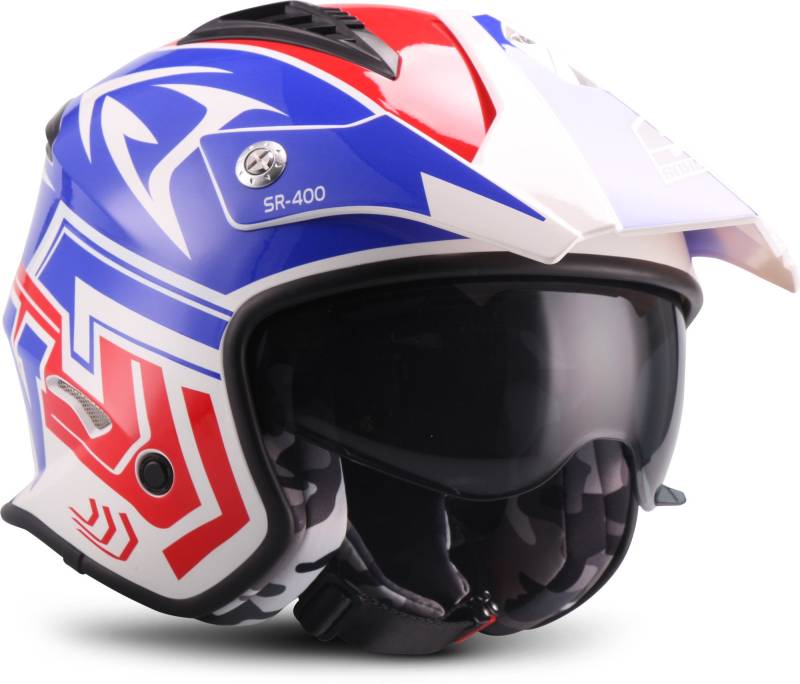 Soxon® SR-400 Storm „Blue“ · Jet-Helm · Motorrad-Helm Roller-Helm Scooter-Helm Moped Mofa-Helm Chopper Retro Vespa Vintage · ECE 22.05 Sonnenvisier Schnellverschluss Tasche XS (53-54cm) von Soxon