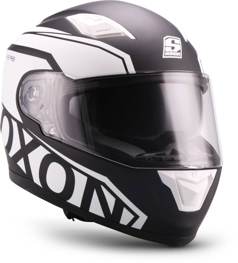 Soxon® ST-1000 Race „Black“ · Integral-Helm · Full-Face Motorrad-Helm Roller-Helm Scooter-Helm Cruiser Sturz-Helm Sport Urban · ECE 22.05 Sonnenvisier Schnellverschluss Tasche XS (53-54cm) von Soxon