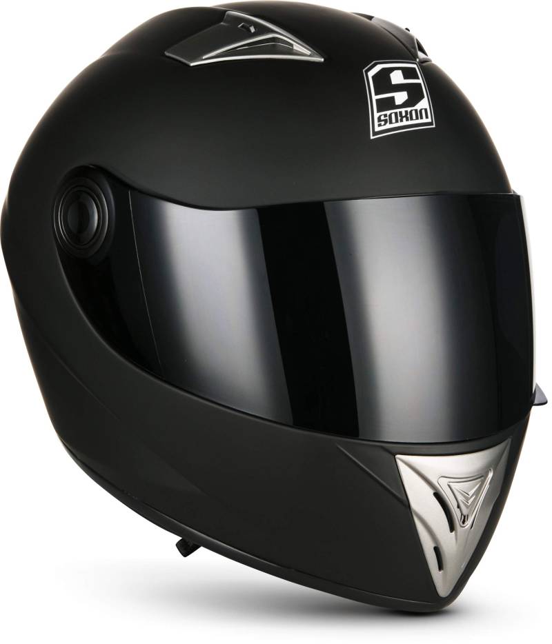 Soxon® ST-550 „Fighter“ · Integral-Helm · Full-Face Motorrad-Helm Roller-Helm Scooter-Helm Cruiser Sturz-Helm StreetFighter-Helm Sport Urban MTB · ECE 22.05 Visier Schnellverschluss Tasche L (59-60cm) von Soxon