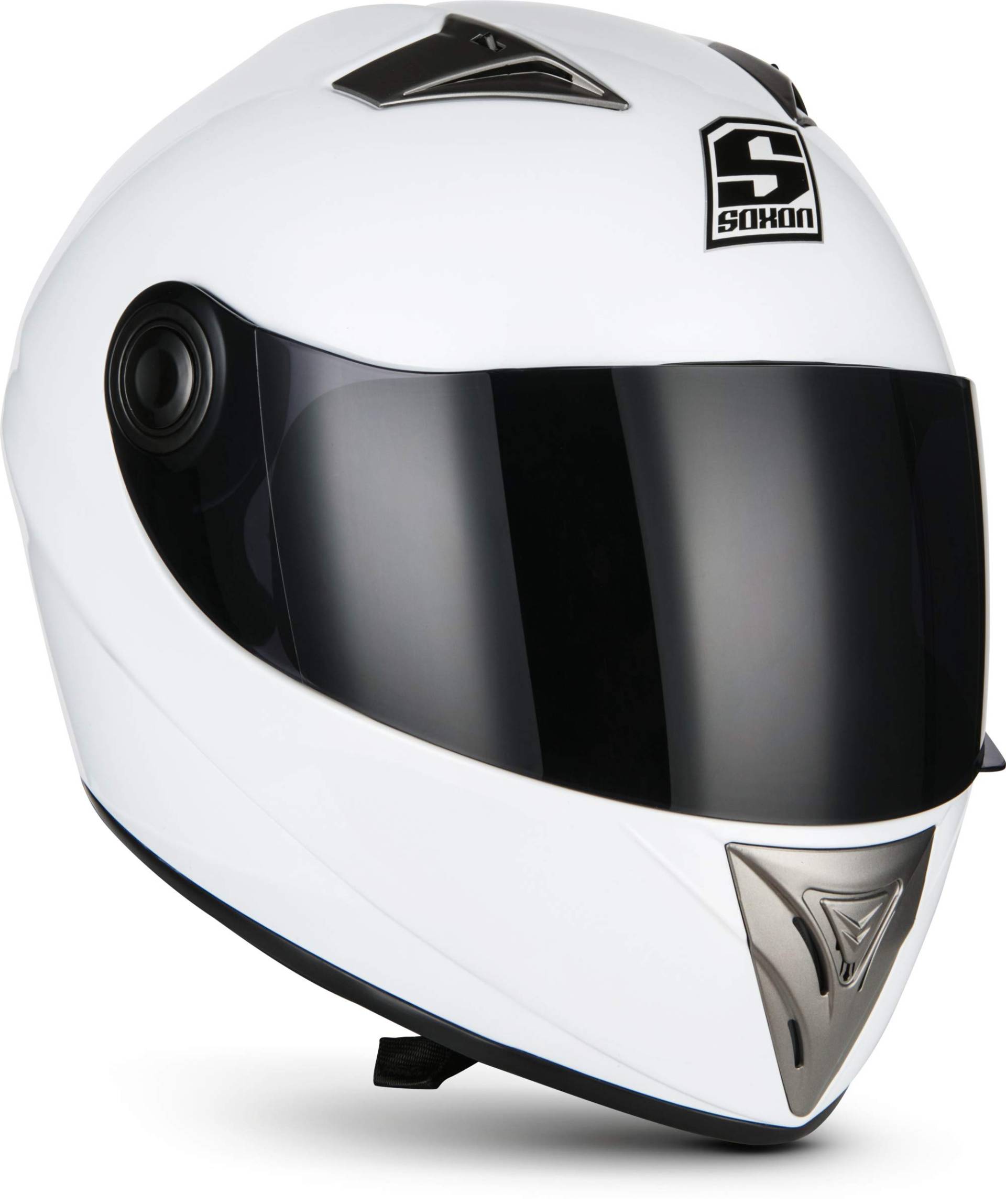 Soxon® ST-550 „Snow“ · Integral-Helm · Full-Face Motorrad-Helm Roller-Helm Scooter-Helm Cruiser Sturz-Helm StreetFighter-Helm Sport Urban Helmet · ECE 22.05 Visier Schnellverschluss Tasche M (57-58cm) von Soxon