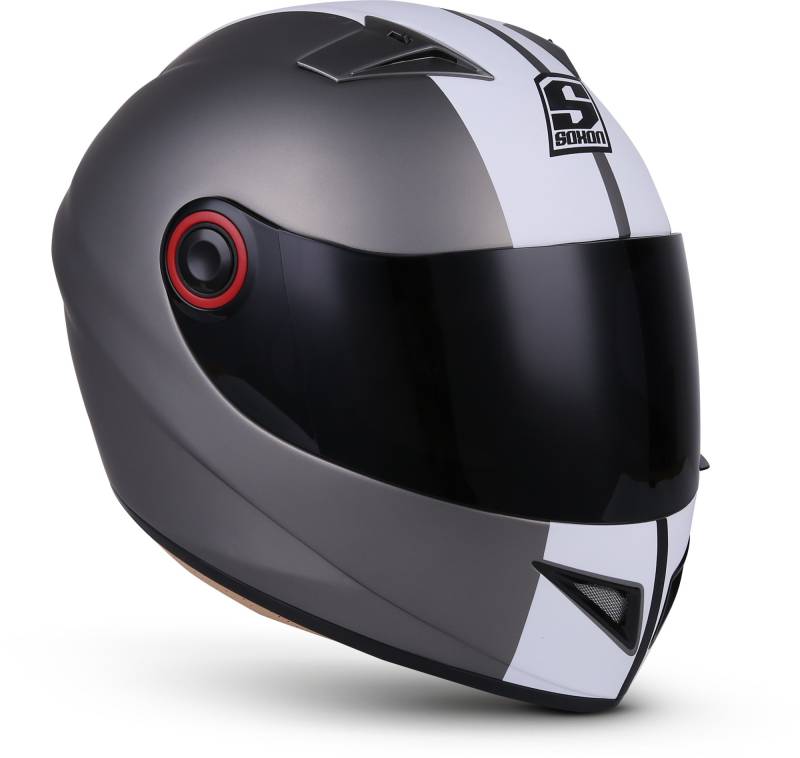 Soxon® ST-666 „Deluxe Titan“ · Integral-Helm · Full-Face Motorrad-Helm Roller-Helm Scooter-Helm Cruiser Sturz-Helm StreetFighter-Helm Sport MTB · ECE 22.05 Visier Schnellverschluss Tasche XL (61-62cm) von Soxon