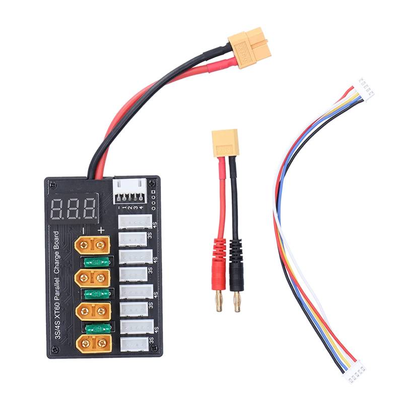 XT60 30-A-Sicherungsladeplatine für 3S/4S-Lithiumbatterien, Unterstützt Bis zu 20 A Ladestrom, LED-Anzeige der Zyklusspannung, Kompatibel mit den Meisten Bananensteckern von Spacnana