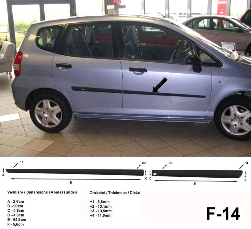 Spangenberg Seitenschutzleisten schwarz passend für Honda Jazz II Schrägheck 5-Türer Baujahre 2002-07.2008 F14 (3700014) von LZBBD