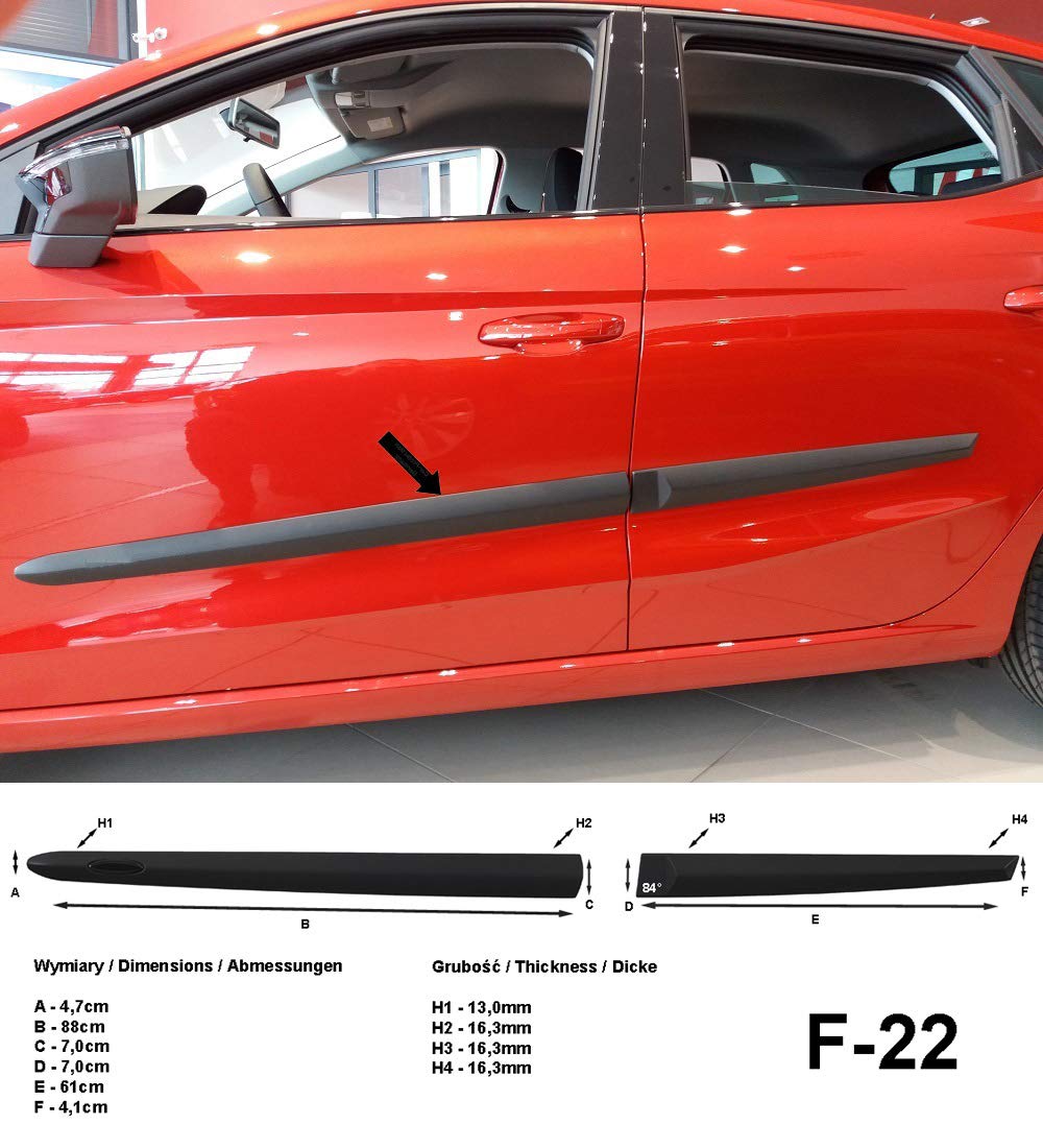 Spangenberg Seitenschutzleisten schwarz passend für Seat Ibiza V Schrägheck 5-Türer 5. Generation Typ KJ1 ab Baujahr 01.2017- F22 (3700022) von Spangenberg