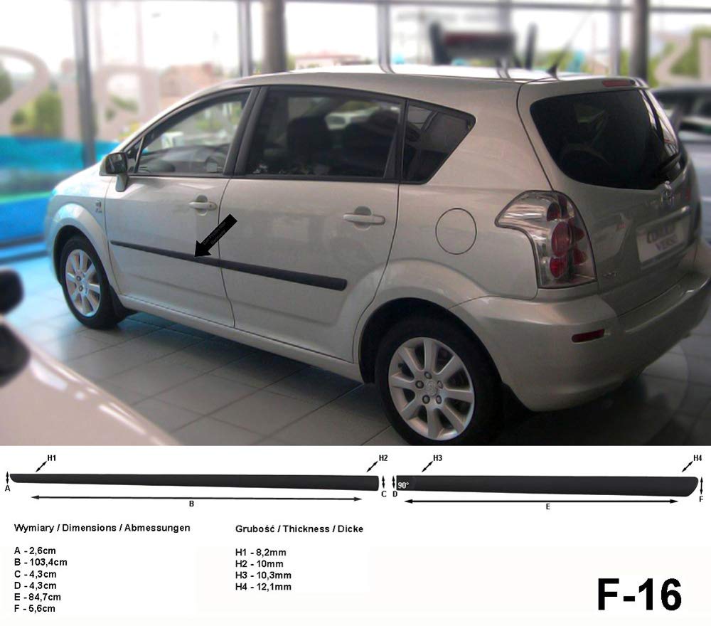 Spangenberg Seitenschutzleisten schwarz passend für Toyota Corolla Verso Baujahre 04.2004-03.2009 F16 (3700016) von Spangenberg