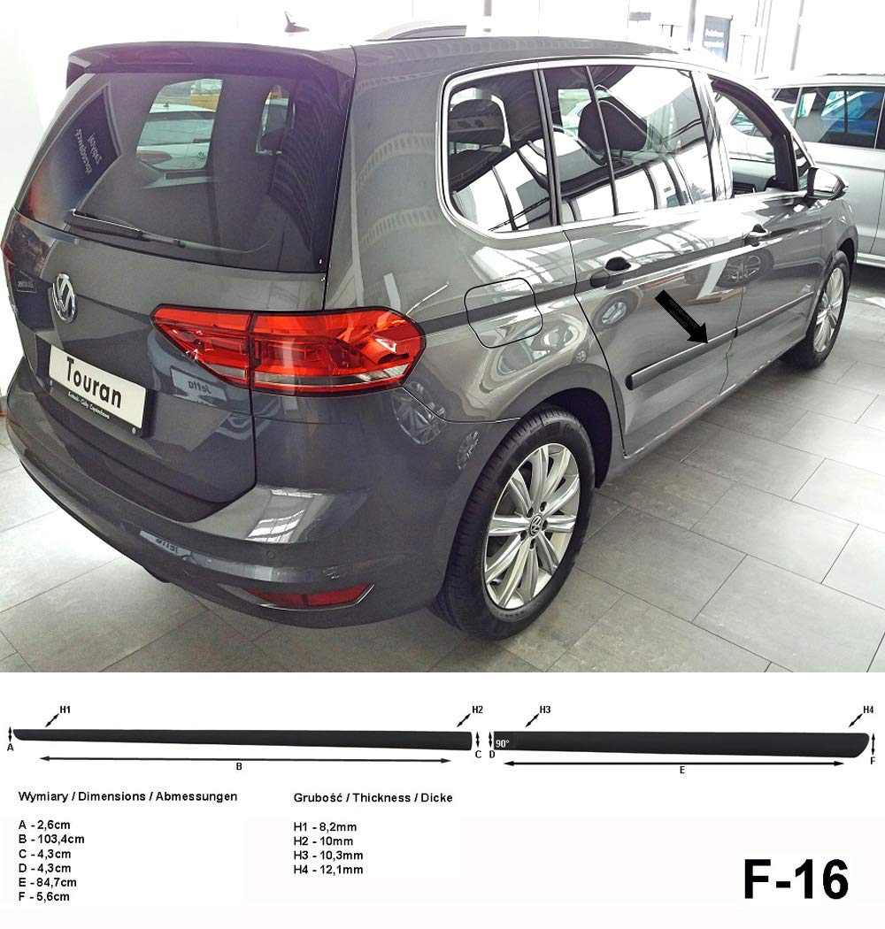 Spangenberg Seitenschutzleisten schwarz passend für Volkswagen VW Touran II Basis MQB 2. Generation Typ 5T ab Baujahr 05.2015- F16 (3700016) von Spangenberg