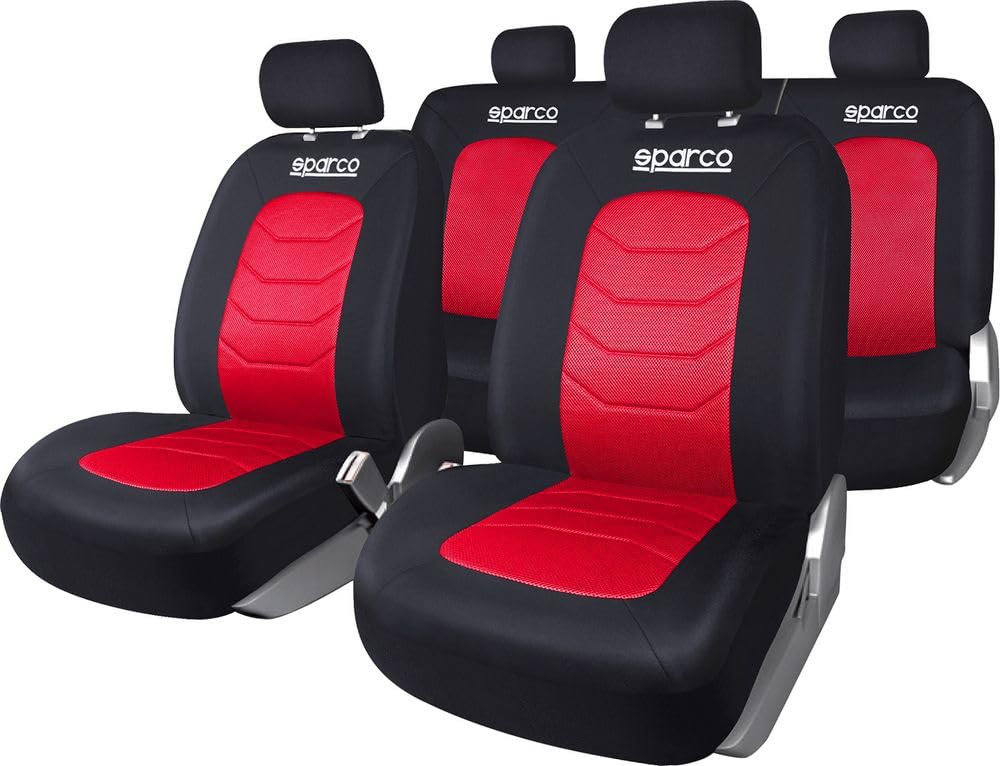 Sparco SPC1019RS Autositzbezug-Set, S-Line Corsa, 11-teilig, Rot von Sparco