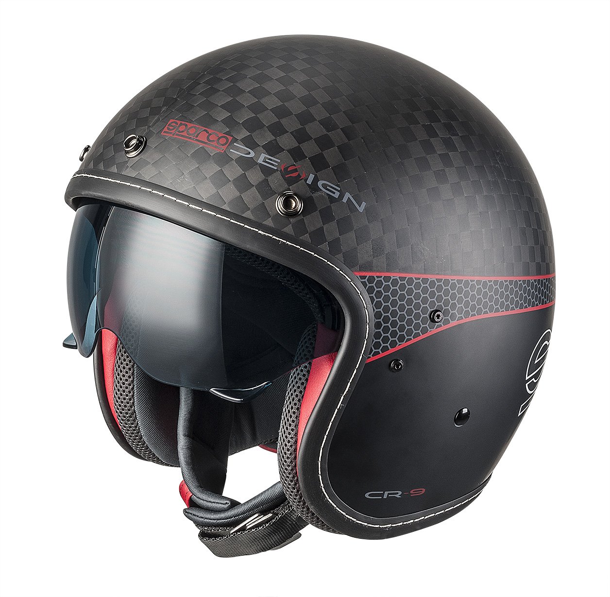 Sparco 0033412MNRRS Helme Cafe Racer, Carbon, M von Sparco