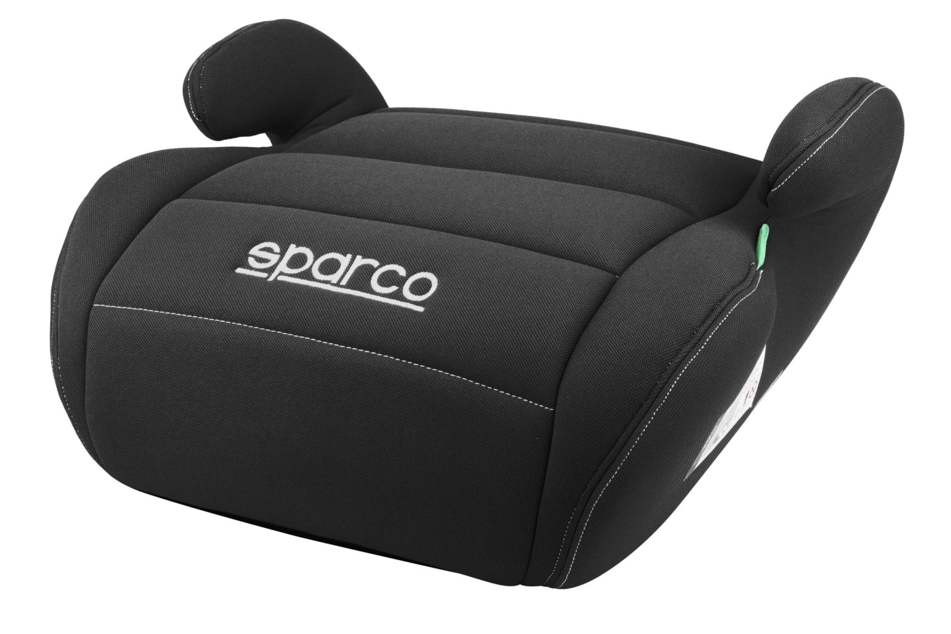 Sparco Kinderautositz Booster Schwarz i-Size für Jungen und Mädchen. Zugelassen ECE R129/03 125-150 cm. Mit 3 cm abwaschbarem Bezug. Hergestellt aus hochfestem ABS von Sparco