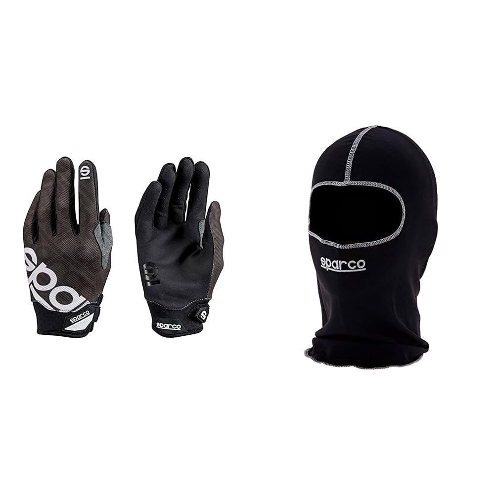 Sparco MECA 3 Handschuhe GRÖSSE 10 (M) SCHWARZ & Herren hætte Std Sturmhaube Basic Schwarz, Schwartz, Einheitsgröße EU von Sparco