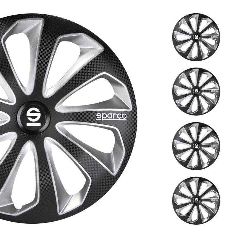 Satz Sparco Radzierblenden Sicilia 15-Zoll Schwarz/Silber/Karbon von Sparco