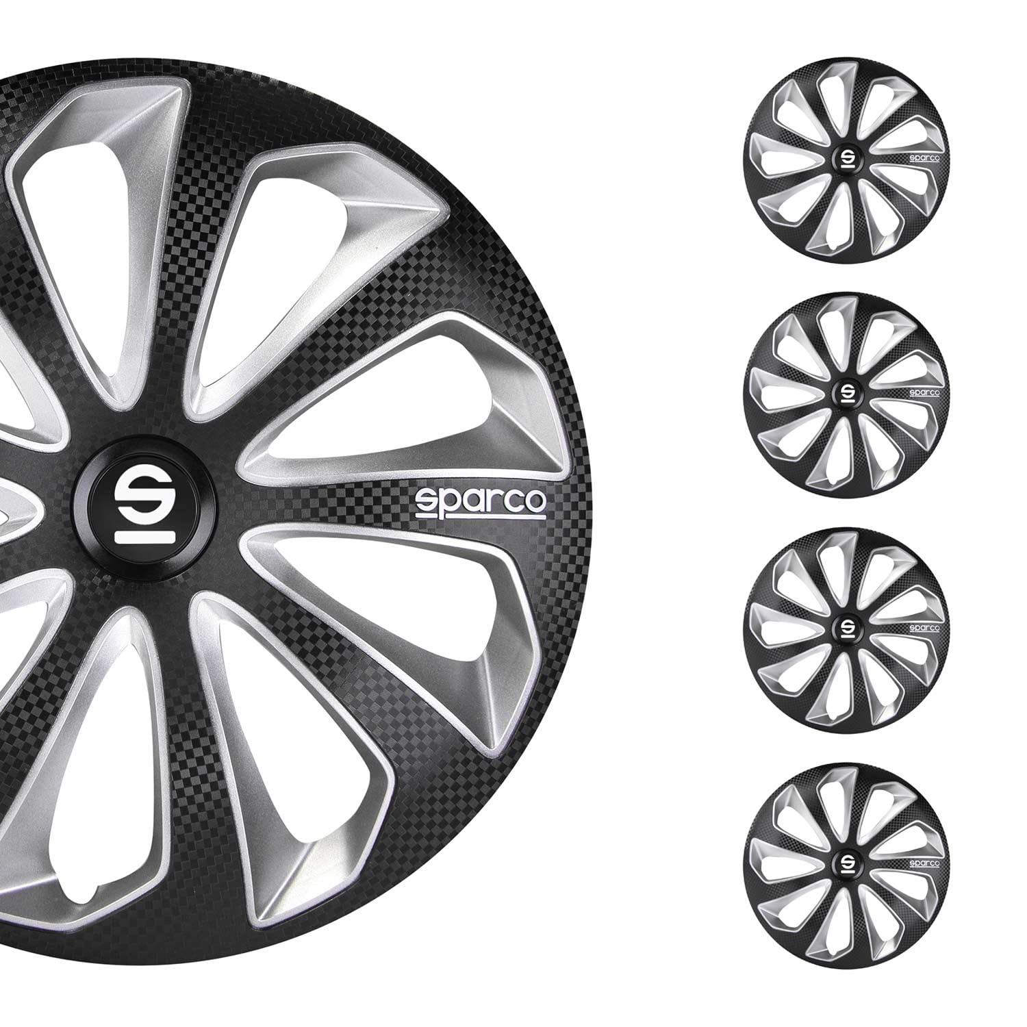 Satz Sparco Radzierblenden Sicilia 16-Zoll Schwarz/Silber/Karbon von Sparco