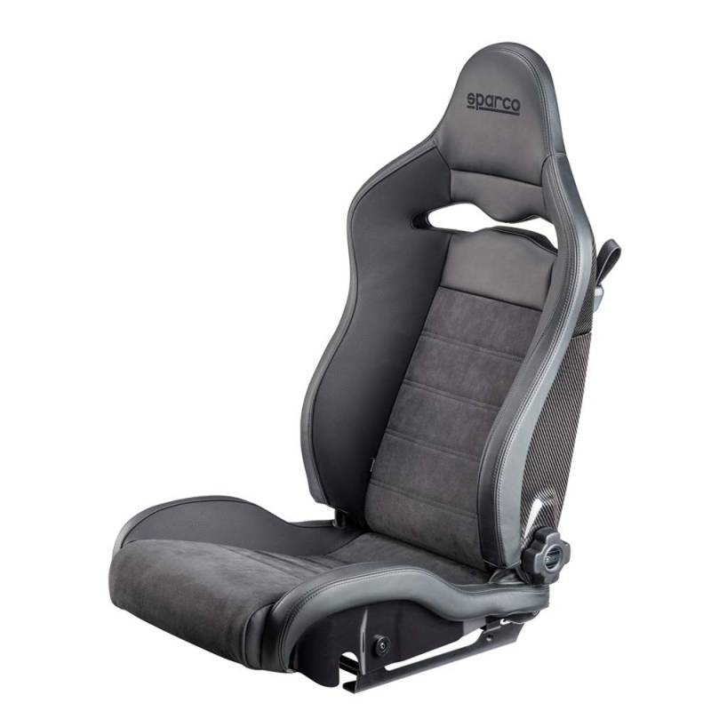 Sparco Sportsitz SPX SX - Fahrer-Version (Links) - Schwarz Leather/Alcantara + Karbon-Rückenlehne - Linksseitig Verstellbar von Sparco