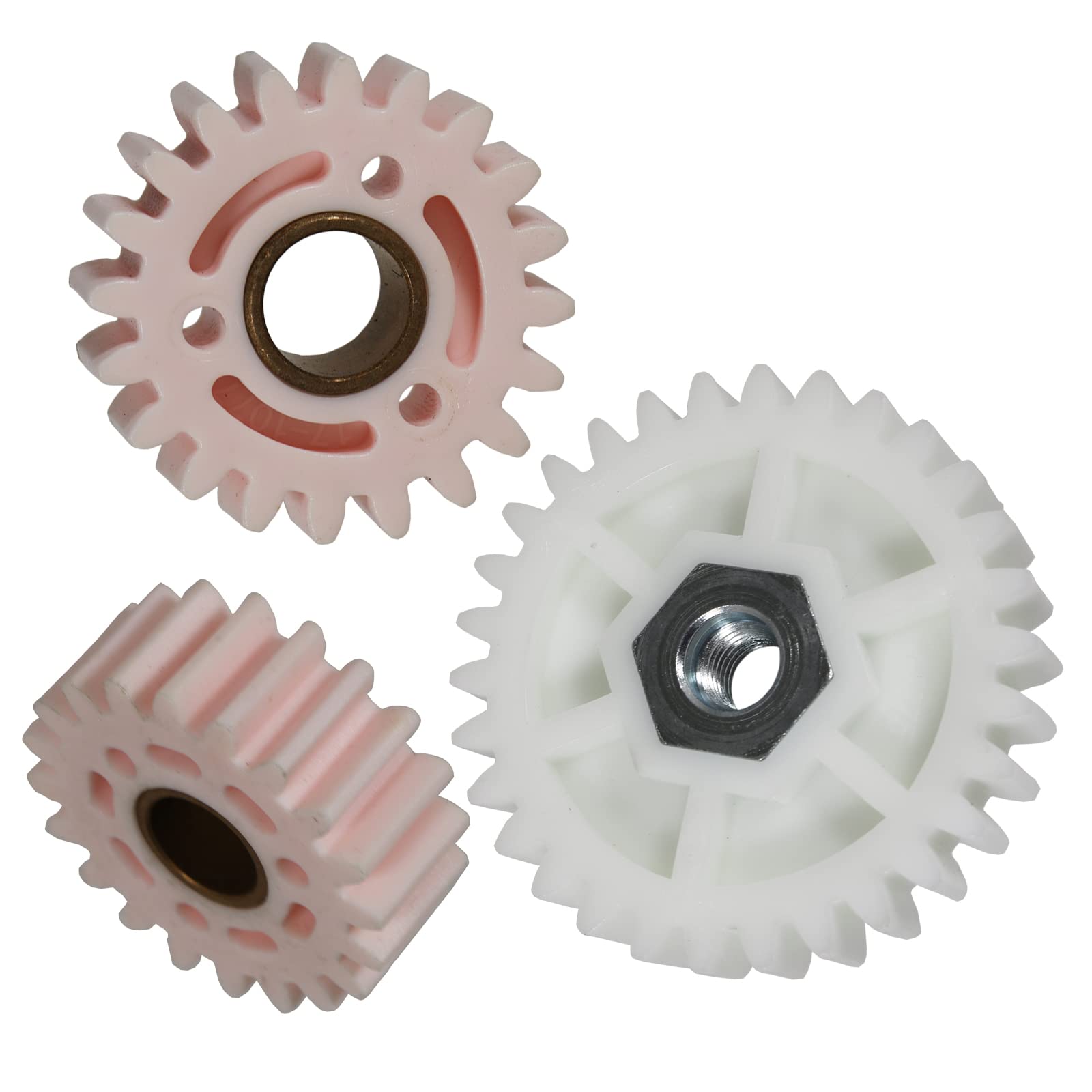 SPARES2GO Großes weißes Getriebe + 2 kleine rosa Getriebe, kompatibel mit Qualcast Classic Benzin 35S 43S Rasenmäher von Spares2go