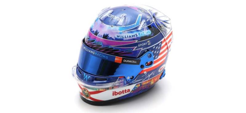 Spark Maßstab 1/5 kompatibel mit Arai Williams Racing F1 Team Replica Helm Logan Sargeant (Miami GP 2023) in Blau von Spark