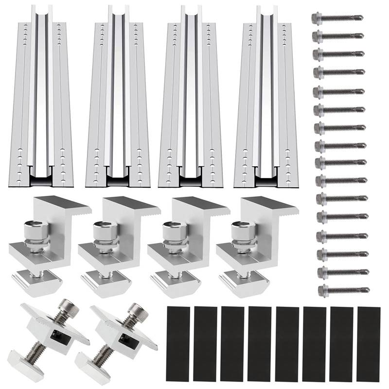 Solarmodul Halterung, PV Modul Solarpanel Halterung, Individuell Verstellbar Solarmodul Halterung Schiene, Solarmodul Halterung für Flachdach Balkon Ziegeldach (#2) von Sparklenut