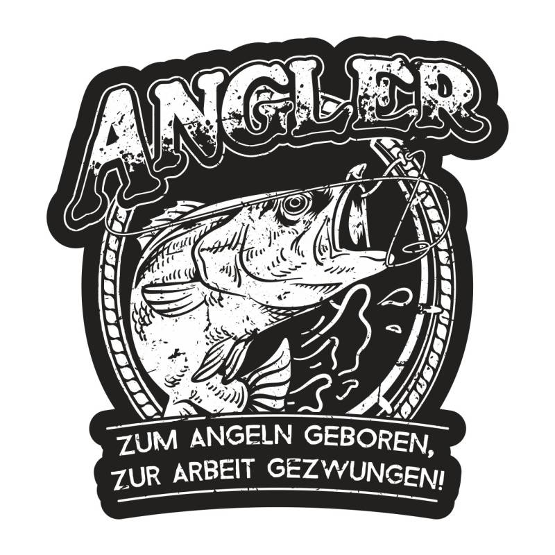 Aufkleber Angler Zum Angeln geboren zur Arbeit gezwungen (Wetterfest) von Spaß Kostet