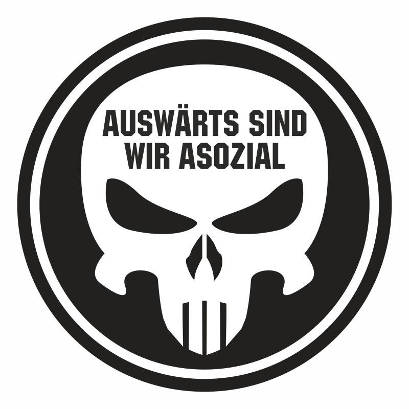 Aufkleber Wetterfest Auswärts sind wir asozial Totenkopf Malle Ultras Kurve von Spaß Kostet