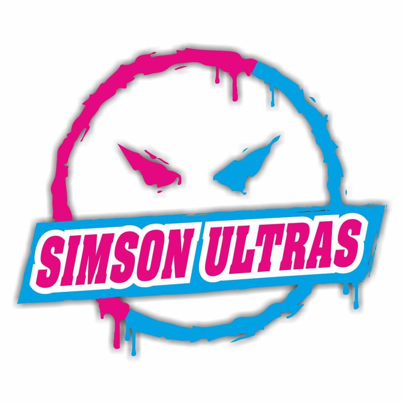 Aufkleber für Aussen Simson Ultras Pink Blau Regen Sonne Schutz Folie laminiert von Spaß Kostet